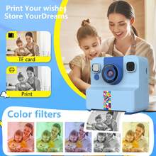 1pc Kids Camera Instant Print, Print Paper, 2.4" Screen Instant Camera For Kids Ages 6-12,1080P, 180°Flip Lens,32GB Card- Christmas Birthday Present For Boys & Girls