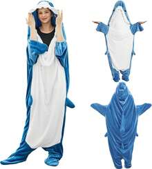Shark Blanket,Shark Pajamas For Family Matching,Funny Shark,Shark Costume Pajamas For Men Women, Novelty Animal Sleepwear For Christmas Halloween Gift,Ultra Soft SharkPajamas, Christmas For Women Men,(Blue/Pink Random)