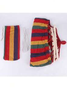 Hamaca para acampar con tela de lona gruesa, dos vigas de equilibrio antivuelco y resistentes correas de metal anudadas para árboles, adecuada para viajes, playa, patio trasero y más. - Rojo - Ver 8