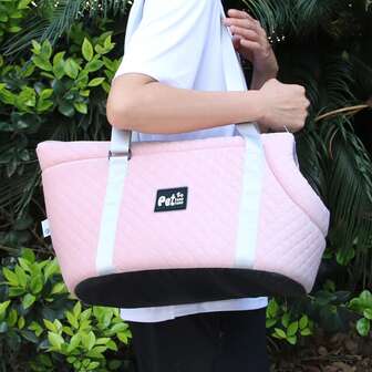 1pc Fangfang Pet Carrier Bag, Portable Shoulder Pet Bag, Foldable Handbag For Dogs & Cats, Pink