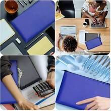 2 Pack Money Bags, Zipper Bank Deposit Bag, PU Leather Cash And Coin Pouch, Cash Register Bag 11x6.1 Inch Black+Blue