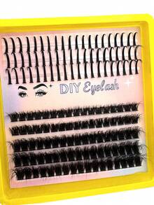 3-In-1 False Eyelash Clusters, 200D/160D/120D/100D/80D/60D Long 6-20mm Pointed Tip Lower Lashes, 280/264/248/232/216 Pieces, Thick Single Lash, DIY Pointed Tip Lashes, Cartoon Style Lash Clusters, Mink Fur Lash Strips, Thick Type - D - 查看 10