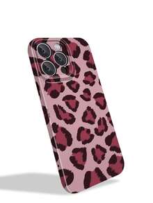 1 pieza Funda de teléfono con estampado de leopardo rosa minimalista y artístico compatible con iPhone 17/17Promax/16Promax/16/15/14/13/11Promax/12Pro, funda protectora de lujo y de moda, diseño unisex