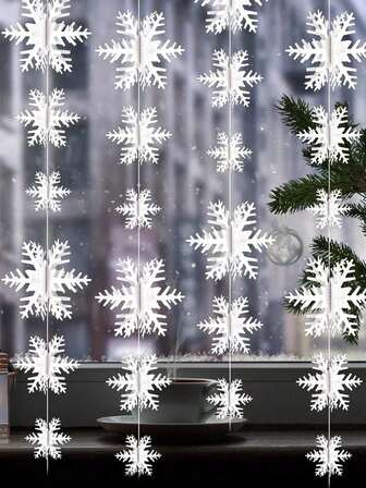 12pcs/Set Christmas Snowflake Garland, 3D Snowflake Decor, Snowflake Wreath For Christmas Tree, 3D Winter Snowflake Garland, Hanging Snowflake Decor For Winter, Christmas, Birthday, Wedding