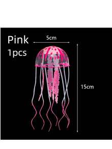 1 st röd silikon konstgjord glödande fluorescerande maneter akvariedekor, undervattensväxt marin landskapsprydnad (ingen laddning)