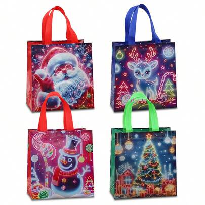 4/12/24pcs Christmas Theme Non-Woven Fabric Gift Bags, Suitable For Christmas Party Favors, Birthday Party Gifts, Anniversary Tote Bags