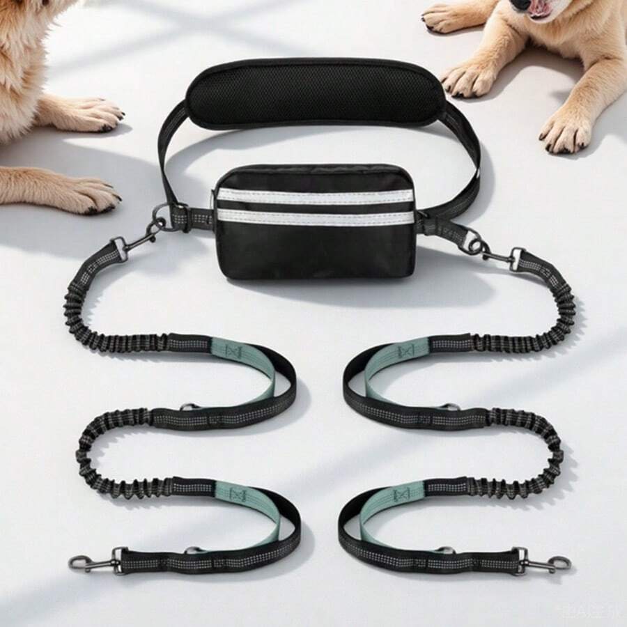 Hands-Free Dog Leash, 2-In-1 Pet Leash With Waist Pouch, Reflective Dog Walking Leash - Multicolor - View 1