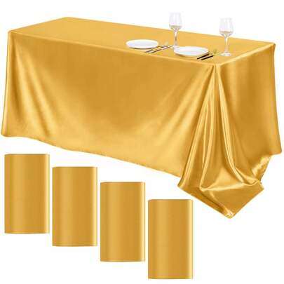 1pc Rectangular Tablecloth, Non Fading Satin Tablecloth, Suitable For High-End Hotel Banquets, Wedding Banquets, Restaurant Party Decorations
