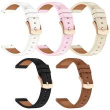 QCTOG 18 毫米 20 毫米皮革替换智能手表表带，兼容三星 Galaxy Watch 6/5/4 44 毫米 40 毫米 Classic 47 毫米 46 毫米 43 毫米 42 毫米、Garmin Forerunner 255S 265S 185 55 Venu 2S Sq Vivoactive 4S 3S Vivomove 5 3、Watch GT3 GT 3 Pro 43 毫米、Amazfit GTS 4/3/GTS 2 Bip 3/U Pro。人造皮革表带，透气、防水、防汗，金色带扣，非常适合送礼 - 彩色 - 查看 5