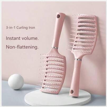 Sakura Pink Fluffy Rib Comb High Skull Rib Comb Large Curved Curly Hair Comb Massage Styling Artifact Female Home Comb