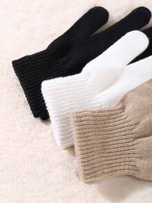 3 Pairs Winter Magic Gloves Black Knit Gloves Warm Stretchy Gloves For Cosplay Costume Cold Weather - Multicolor - View 4