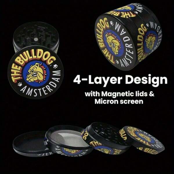 2 Inch Black Dog Herb Grinder Spice Mill Mortar Pestle Salt Crusher Tobacco Bud Vanilla Four-Layer Manual Zinc Alloy Mills Cigarette Cigar Grass Grinder Smoking Accessories Gift