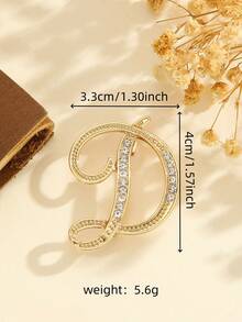 1 件时尚创意水钻 A-Z 英文字母金色胸针，百搭简约配饰别针，适合男女珠宝服装配饰包包饰品办公室配饰圣诞礼物 - 彩色 - 查看 15
