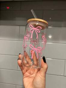 2 件冰抹茶咖啡杯，带盖和吸管、蝴蝶图案吸管杯、果汁饮料吸管杯 - 送给朋友的最佳礼物！ - 彩色 - 查看 3