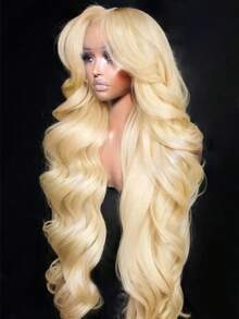 34 Inch 613 HD Lace Frontal Wig 13x4 200 Density, Blonde Lace Front Wigs Human Hair, Pre Plucked Bleached Knots With Baby Hair Natural Hairline Body Wave 613 Lace Front Wig Human Hair - S613 - 查看 1