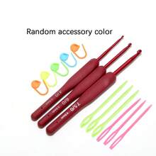 9pcs Crochet Hook Set, Red Crochet Hooks With Soft Grip Handles, Suitable For Beginners And Professionals, Includes Yarn, Knitting Needles, Etc. - Perfect For DIY Crafts, Knitting And Sewing Projects 2.0/2.5/3.0/3.5/4.0/4.5/5.0/5.5/6.0