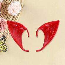 Halloween Cosplay Elf Ears Mushroom Flower Crystal Design Fairy Ear Accessories For Women Party Costume - Red - View 2