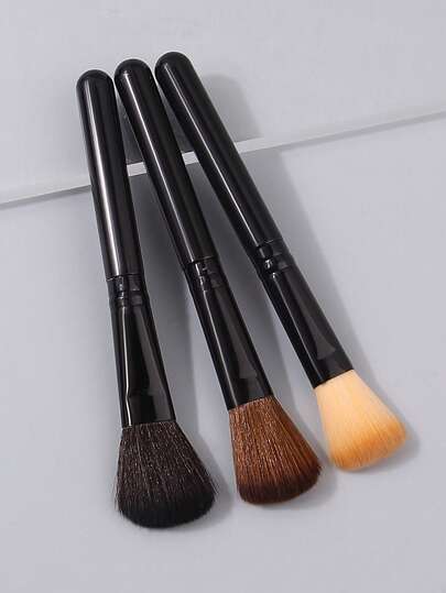 مجموعة فرش أحمر الخدود 1 قطعة/3 قطع | شعيرات اصطناعية فائقة اللين | 3 في 1 أحمر الخدود/تحديد/تظليل | خالية من التجارب على الحيوانات | خفيفة الوزن وسهلة التنظيف