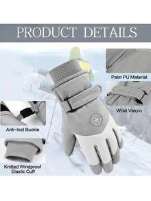 冬季滑雪手套，保暖防风骑行手套，户外经典加厚保暖防寒防风防水骑行登山手套 - 彩色 - 查看 3