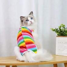 Bộ đồ phục hồi sau phẫu thuật triệt sản cho chó và mèo, phù hợp cho chó và mèo cỡ nhỏ/vừa, quần áo cho thú cưng mọi mùa để bảo vệ sau phẫu thuật - Màu Đỏ Sâu - Xem 9