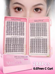 Miss Wink 288簇自然柔软大容量混合套装睫毛簿13mm 0.07mm D弯浓密卷翘DIY手工嫁接日常妆漫画假睫毛全新升级礼盒套装 - D - 查看 1
