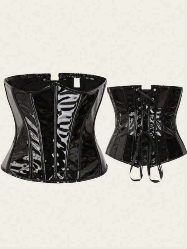 1 pezzo Shapewear donna con cerniera laterale e vita annodata, modella il busto e controlla l'addome, adatto per Ognissanti, feste