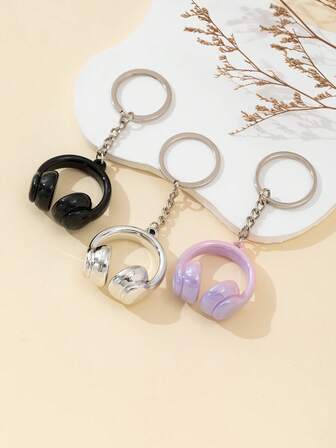 1 pieza Llavero con forma de auriculares de estilo Ins unisex, accesorio creativo en miniatura con forma de micrófono, nota musical y guitarra, cadena para teléfono personalizada, dije para bolso, llavero, ideas de regalo de Navidad para amantes de la música, accesorios para bolsos, cordones con soporte para identificación, accesorios para automóvil, dijes para bolsos