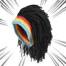 1pc Knitted Wig Hat, Thick Warm Braided Wig Cap For Women, Casual Wear, Hair Styling Accessory, European & American Hip-Hop Style