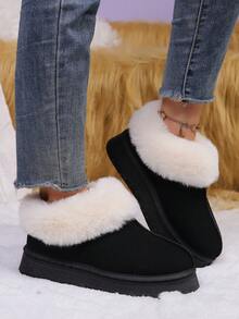 Thick Sole Short Ankle Snow Boots, Platform Flat Short Ankle Winter Warm Plush Lined Women Shoes
