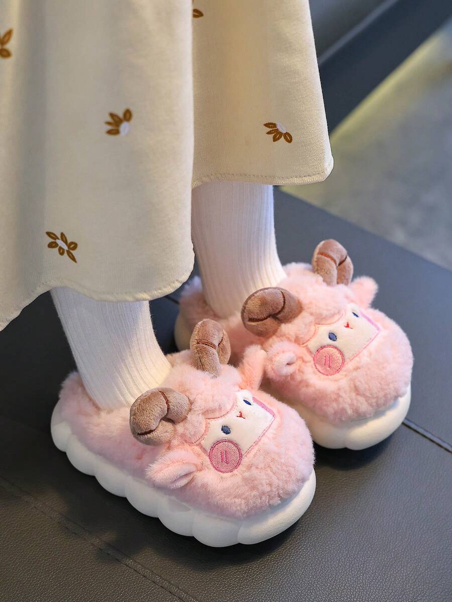 1 Pair Teen Cute Sheep Slippers, Teen's Indoor Slippers