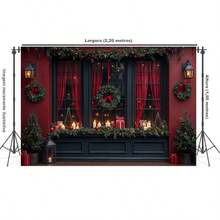 Horizontal Photographic Background For Photo Shoots Sublimated Fabric 3D Fireplace Garland Realistic Christmas Scene 2.20x1.50cm - FF-3259 - 查看 2