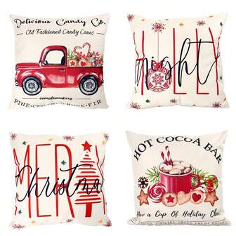 1 st röda julörngott med tecknad design, vacker stil, maskintvättbar, handtvättbar, dragkedja, dekorativa kuddfodral, lämplig för soffdekoration, sovrum, kontor, bil, bondgård - lämplig för många rumstyper juldekorationer juldekoration juldekorationer heminredning heminredning