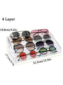 1pc Stylish Transparent Acrylic Eyeglass Storage Ladder Rack, Transparent Crystal-Style Eyeglass Storage & Display Case, Accessory Stand-Type Eyeglass Storage Box, Cosmetic & Nail Polish Organizer