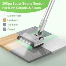S8 GREEN Kabelloser Stabstaubsauger, mit 23000Pa starkem Saugkraft für Tierhaare und Hartböden, Handstaubsauger mit 260 W Motor, LED-Display, weicher Rollbürste, HEPA-Filter, Leichtgewicht für die Hausreinigung