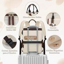 Mochila para Laptop Mujer 15.6 Pulgadas Mochilas para Mujer con Puerto USB,Mochila de Viaje Mujer para la Trabajo Viaje,Mochila Escolar Ligera,Negro - blanco - Ver 5