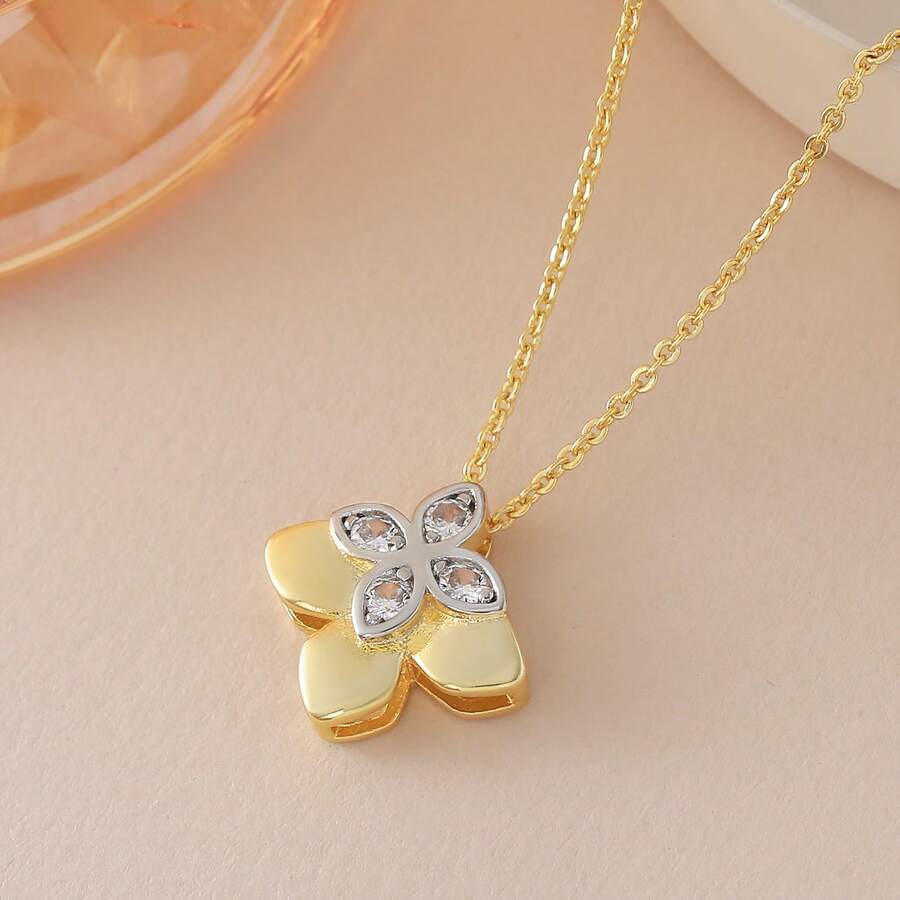 1pc Lucky Four-Leaf Clover Pendant Necklace, Suitable For Women, Holiday Gift, Daily Wear Accessory