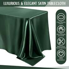 1pc Rectangular Tablecloth, Non-Fading Satin Tablecloth, Suitable For High-End Hotel Banquets, Wedding Banquets, Restaurant Party Decorations - Dark Green - View 7