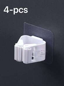 8/4pcs Hanging Mop Storage Rack With Locks, Bathroom Drill-Free Mop Clip Hanger Hooks, Plastic Broom Storage Rack, Wall-Mounted Mop And Broom Organizer Clips, Adhesive Mop Storage Rack, Multi-Function Tool Organizer Clips For Bedroom, Garden, Bathroom, Home, Dorm, Space-Saving Storage Holder, Cleaning Accessories, Household Tools - White - View 11