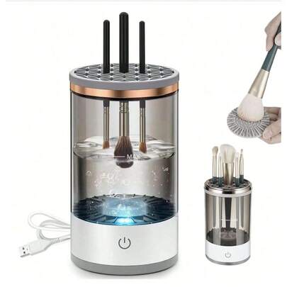 3 IN 1 Electric Makeup Brush Cleaner Machine With Makeup Brush Dryer-Holder-Portable Automatic USB Cosmetic Brushes Cleaner Tool For All Size Beauty Makeup Brush Set,Contour, Eyeshadow