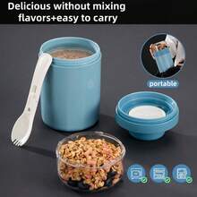 1pc 830ML Salad Cup, Breakfast Cup With Utensils, Leak-Proof Cup Set: Portable Fruit Salad, Cereal And Yogurt Cup Set, Dishwasher , Suitable For Work, School And Travel - (Blue) (White) (Purple) (Red) (Green) - Multicolor - View 8