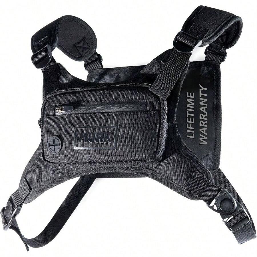 - Paquete de pecho resistente al agua - Chaleco minimalista para correr para entrenamientos, totalmente ajustable y se adapta a XS - XXL: soporte para telfono para correr con almacenamiento - Negro - - Ver 1