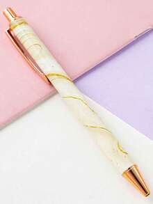 Pulpen Ballpoint Tombol Tekan Logam Marmer dengan Teks/Logo Kustom, Pola Cetak Transfer Panas, Pulpen Promosi Minimalis, Pulpen Membran Bunga Multi-Warna Kreatif, Dekorasi Kantor - MultiWarna - View 16