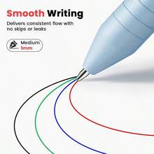 Multicolor Pen In One Sleek Metallic 4 Color Ballpoint Pens Medium Point 1.0mm Retractable Ball Pen With Stylus Tip Journaling Planner Pens For Nursing School Office Supplies 3 Pack Blue - Hồng - Xem 5