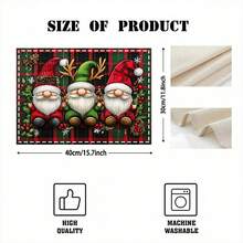 1set/1pc/4pcs/6pcs Christmas Dwarf And Holly Berry Pattern Placemats, Machine Washable Rectangular Polyester Placemats, Table Guards, Heat-Insulating Placemats, Restaurant Table Decorations, Party Supplies, Christmas Decorations Can All Be Given As Gifts