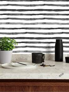 1 Rollo de papel tapiz grueso a rayas blanco y negro de 17.7 pulgadas x 39.3/118.1/196.8 pulgadas, con textura desprendible y autoadhesivo, adecuado para fiestas, hoteles, decoración del hogar, dormitorios, particiones y renovación de almacenes