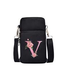 حقيبة كتف لتخزين الهاتف المحمول على شكل قلب فضي مع سحاب أسود، حروف A-Z باللون الوردي المائي، اكسسوارات عصرية ومريحة للأنشطة الخارجية، حقيبة هاتف محمول صغيرة، حقيبة معصم، حقيبة تسوق متقاطعة الجسم، حقيبة تخزين الهاتف المحمول، حقيبة مستحضرات التجميل، حقيبة رياضية متقاطعة الجسم، مناسبة للأصدقاء المهتمين بالرياضة، هدية مثالية للعائلة والأصدقاء