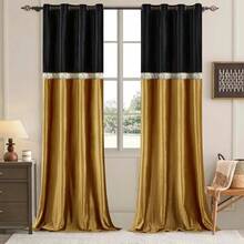 Velvet Curtains Drapes For Living Room 96 Inches 2 Panels Set Black Gold Vintage Window Treatment Curtains Embroidered Floral Drape Retro Blackout Curtains - 黑色 - 查看 3