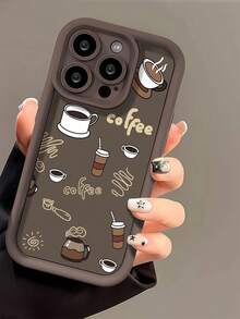 Coffee Elements TPU Shockproof 1pc Brown Casual Coffee Graphic Full Coverage Phone Case Compatible With Apple 16, 15, 14, 13, 12, 11 Pro Max, And Series Birthday Gift Anniversary Gift - Multicolor - View 4