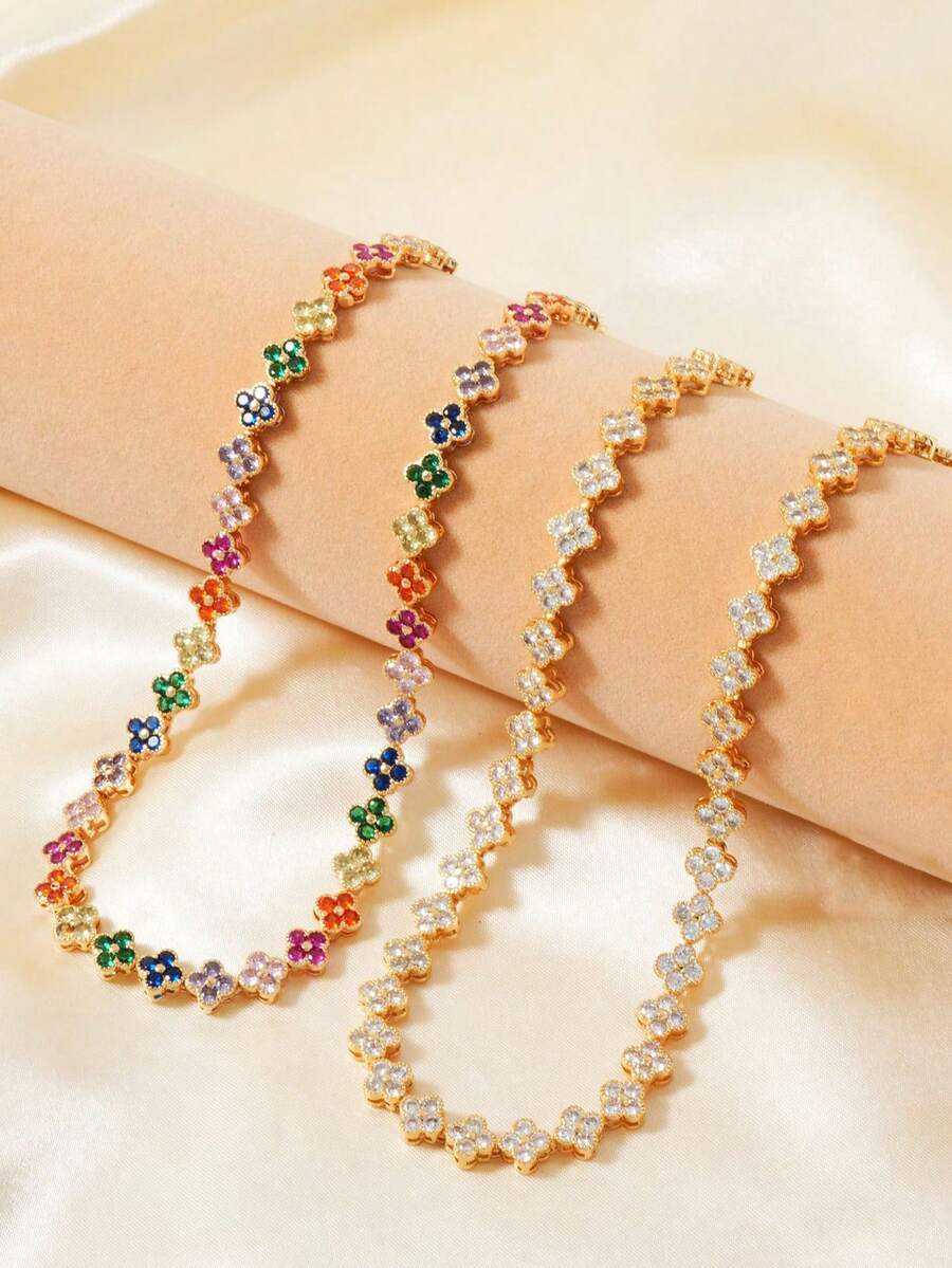 1 件时尚水钻三叶草装饰项链，适合女性节日派对、婚宴佩戴 - 項鍊 - 查看 1