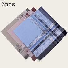 3/6/12pcs Classic Cotton Handkerchiefs - Unisex Fashion Plaid Pocket Squares, Multi-Color Options, Soft & Durable For Daily Use (Random Color)